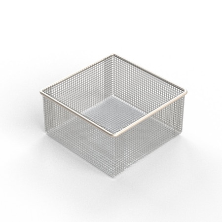 Anysizebasket Light Duty Basket: 6Lx6Wx3H, 304 SS, No Handles, Mesh: 4 x .032 FLB-060060030-N04S